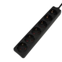 Unitec Tischsteckdose, 6-fach, 1,4m Kabel (H05VV-F 3G1,5mm²), schwarz (445341)
