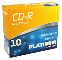 CD-R Platinum 700MB 80min 52x (Slim Case) 10-er Pack