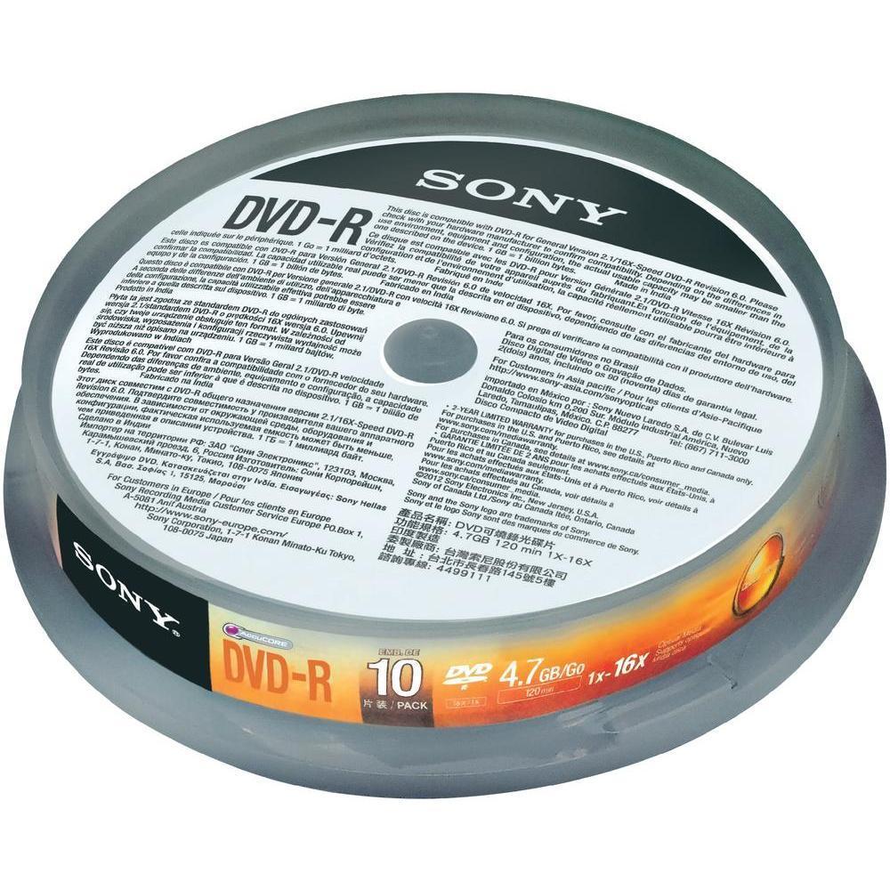 DVD-R Sony 4,7GB 120min 16x (Spindel) 10-er Spindel
