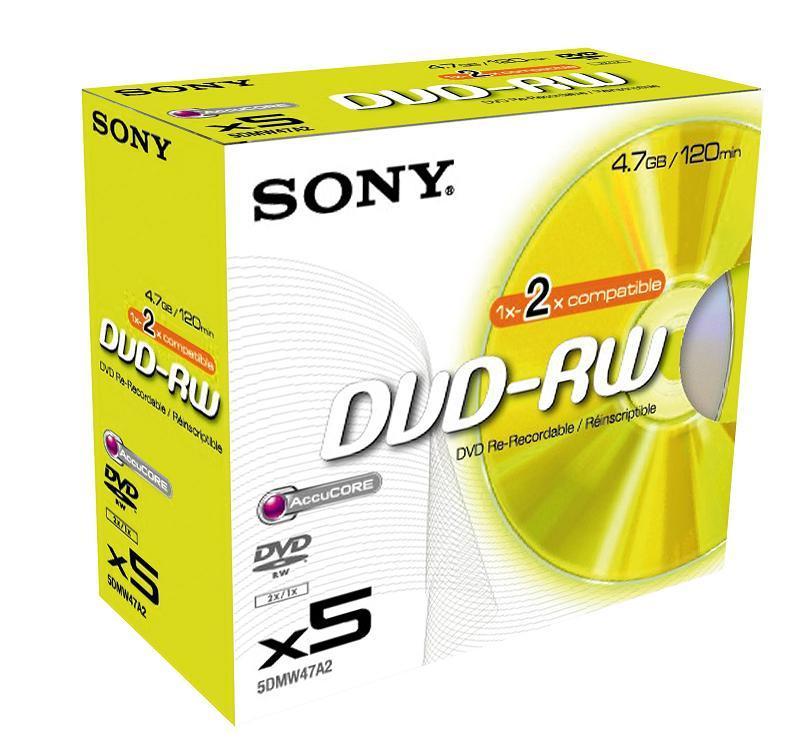 DVD-RW Sony 4,7GB 120min 2x (Jewel Case) 5-er Pack