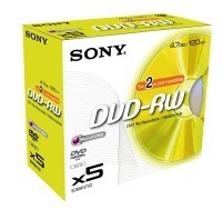 DVD-RW Sony 4,7GB 120min 2x (Jewel Case) 5-er Pack