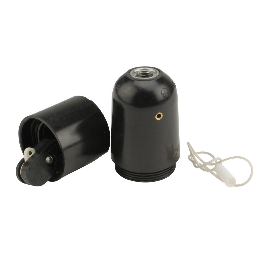 UniTec Lampen Fassung E27 Glattmantel schwarz,10 Stück 