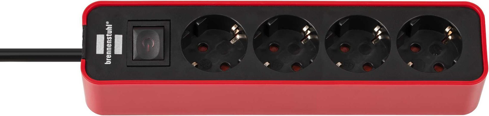 Brennenstuhl Ecolor Steckdosenleiste 4-fach (Steckerleiste mit Schalter und 1,5m Kabel) rot/schwarz