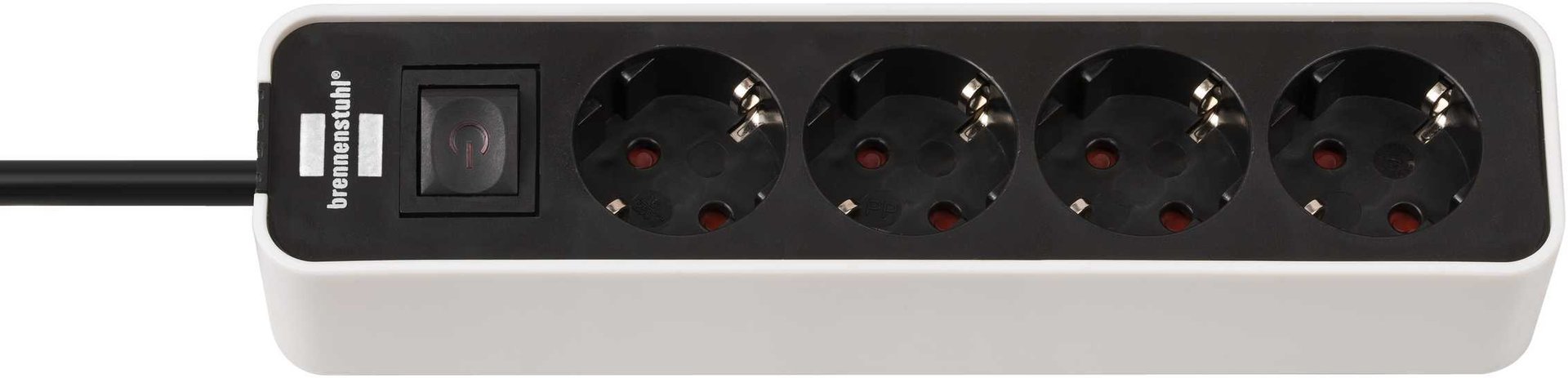 Brennenstuhl Ecolor Steckdosenleiste 4-fach (Steckerleiste mit Schalter und 1,5m Kabel) schwarz/weiß