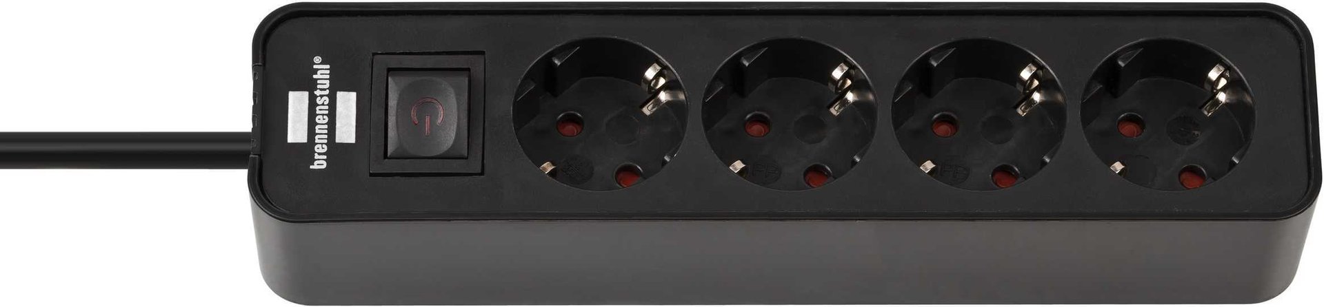 Brennenstuhl Ecolor Steckdosenleiste 4-fach (Steckerleiste mit Schalter und 1,5m Kabel) schwarz